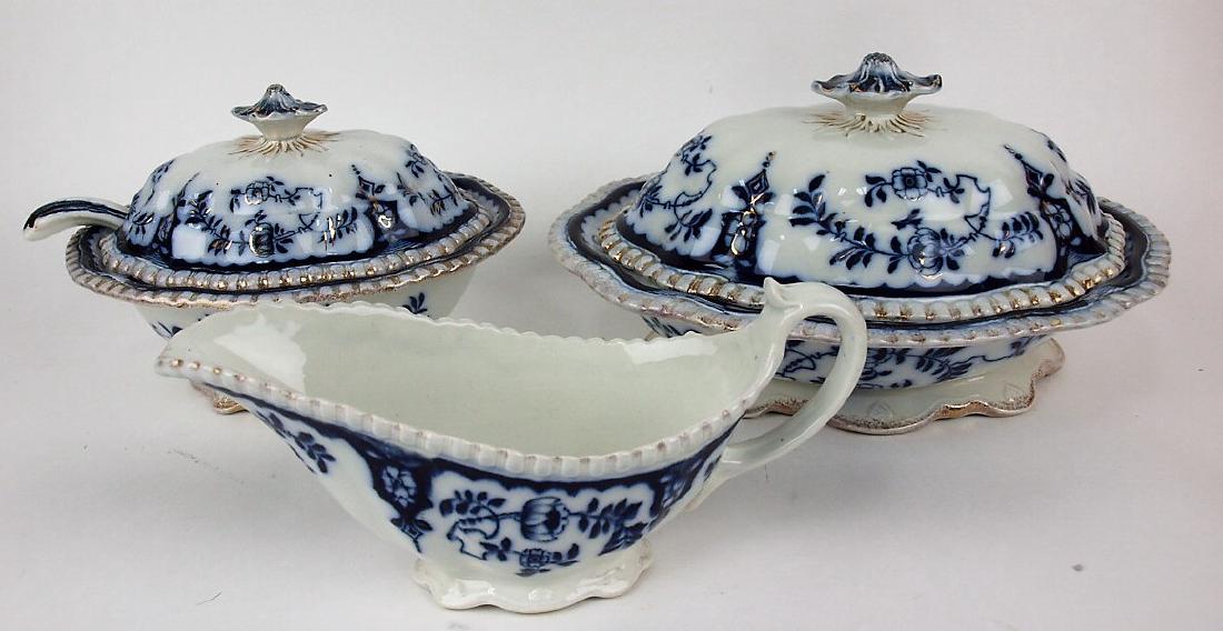 Flow Blue "Japan" sauce tureen & ladle, large vegetable (1 of 1)