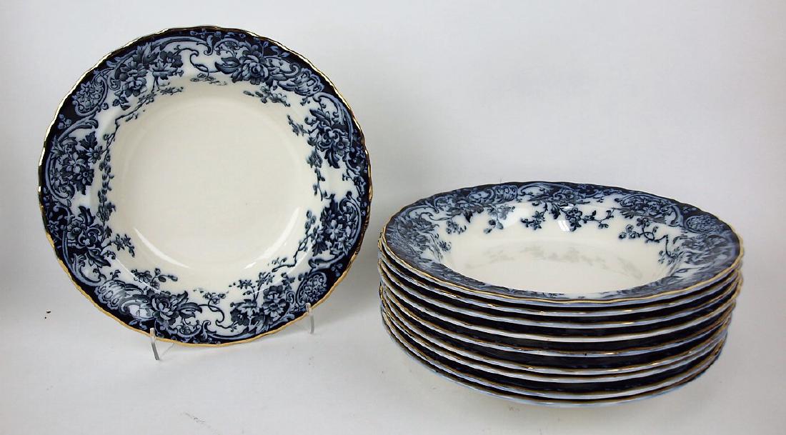 Flow Blue Chatsworth Late May set of 10: 10 1/2" wide: Flow Blue Chatsworth Late May set of 10: 10 1/2" wide rim soup bowlswide rim soup bowls