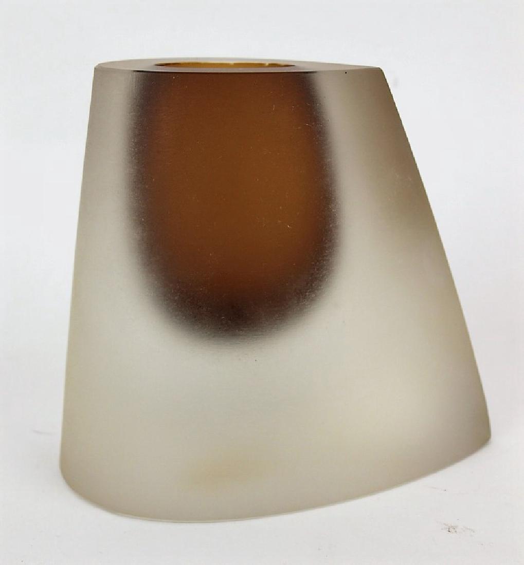 E. Berkhaura studio art glass vessel with gold open (1 of 3)