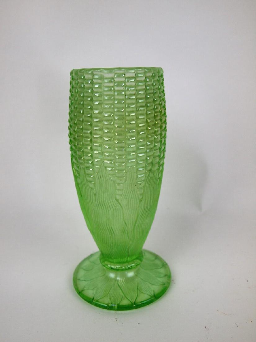 Northwood ice green carnival glass corn vase, 6 1/2", (1 of 1)