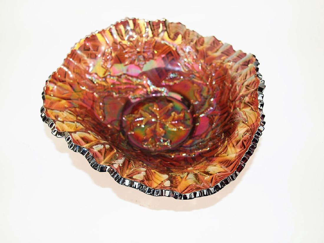 Millersburg amethyst carnival glass tri-corner whirling (1 of 1)