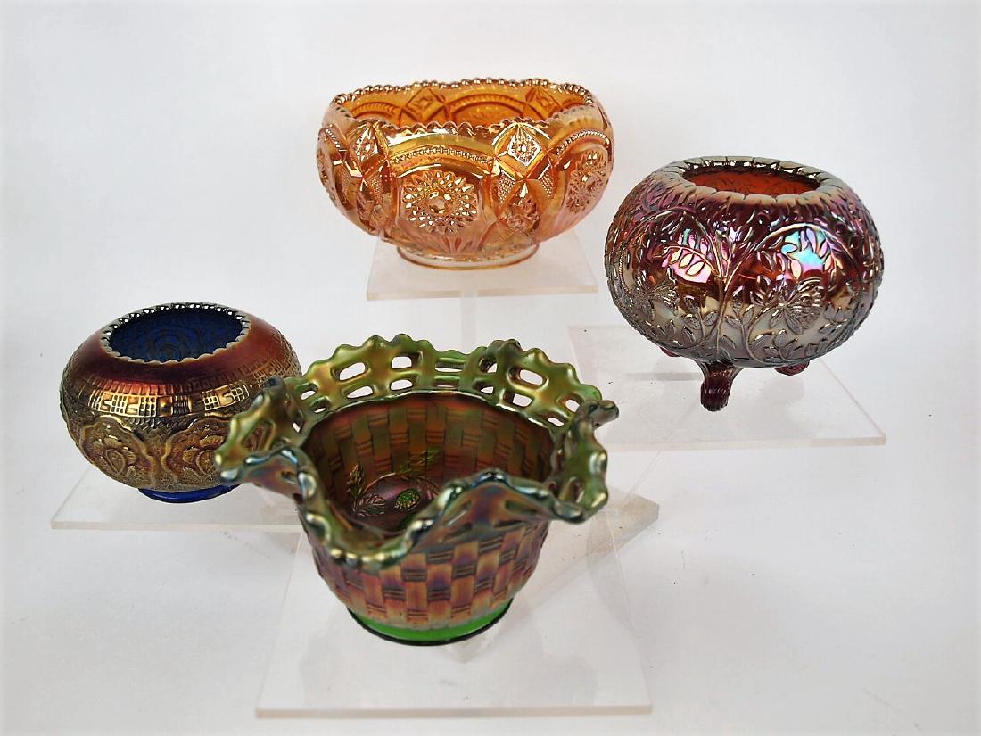 Carnival glass lot of 4 rose bowls: Imperial fashion (1 of 1)