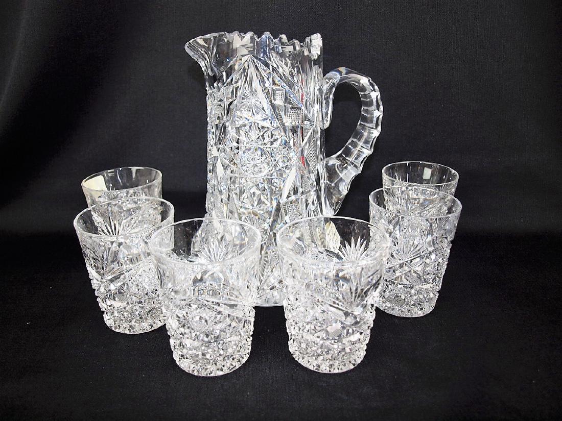 American brilliant cut glass 7 piece water set (1 of 1)