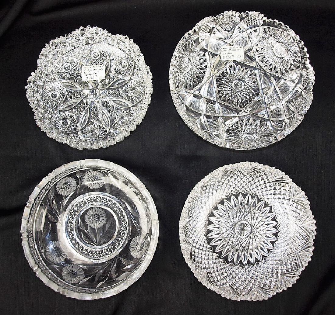 American brilliant cut glass lot of 4 low bowls 7 3/4" (1 of 1)