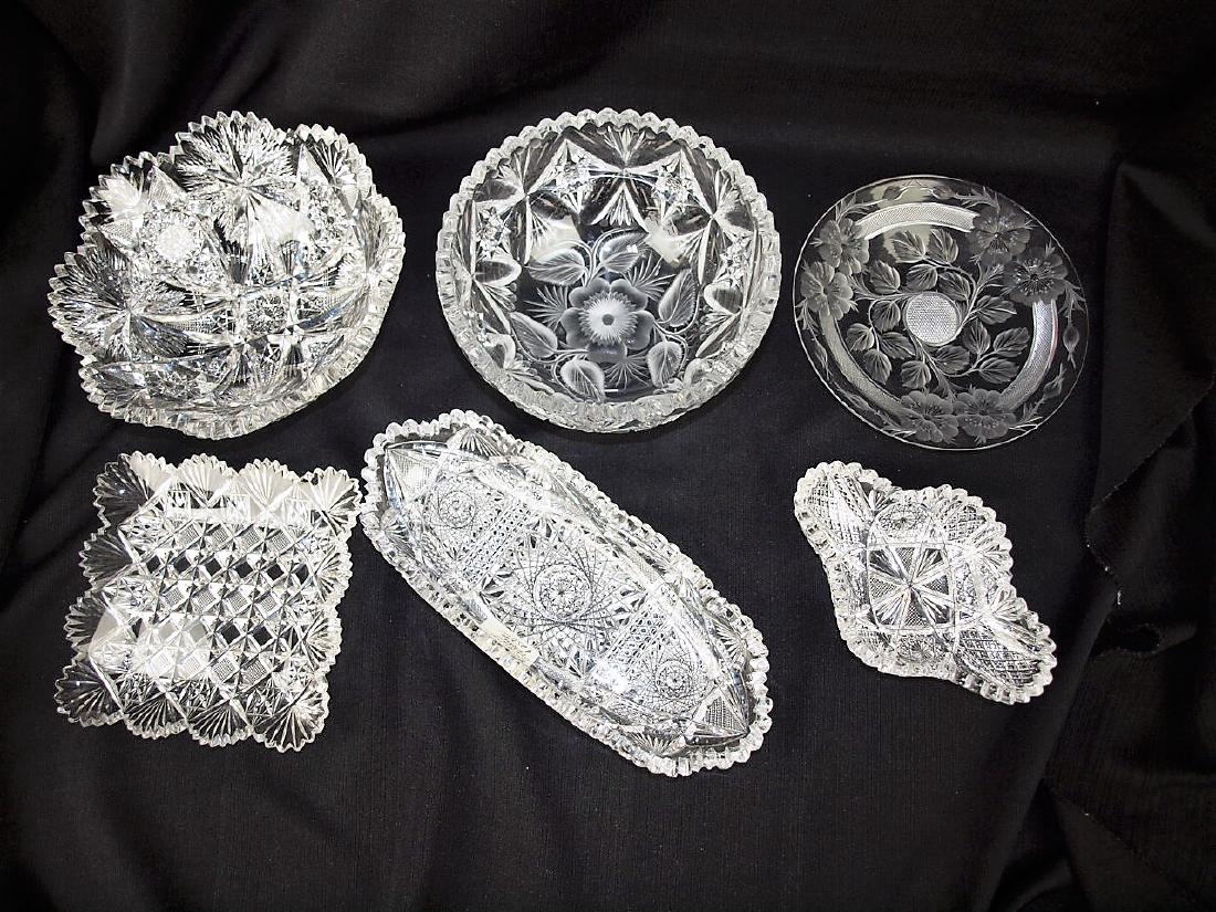 American brilliant cut glass lot of bowls, nappies & (1 of 1)