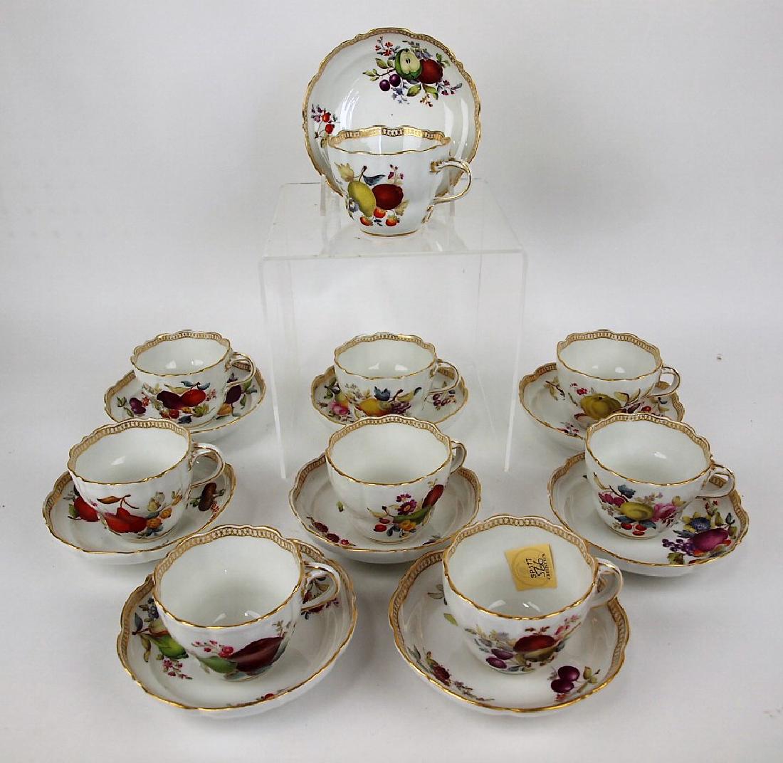 Meissen set of 9 cups & saucers with fruit motif (1 of 3)
