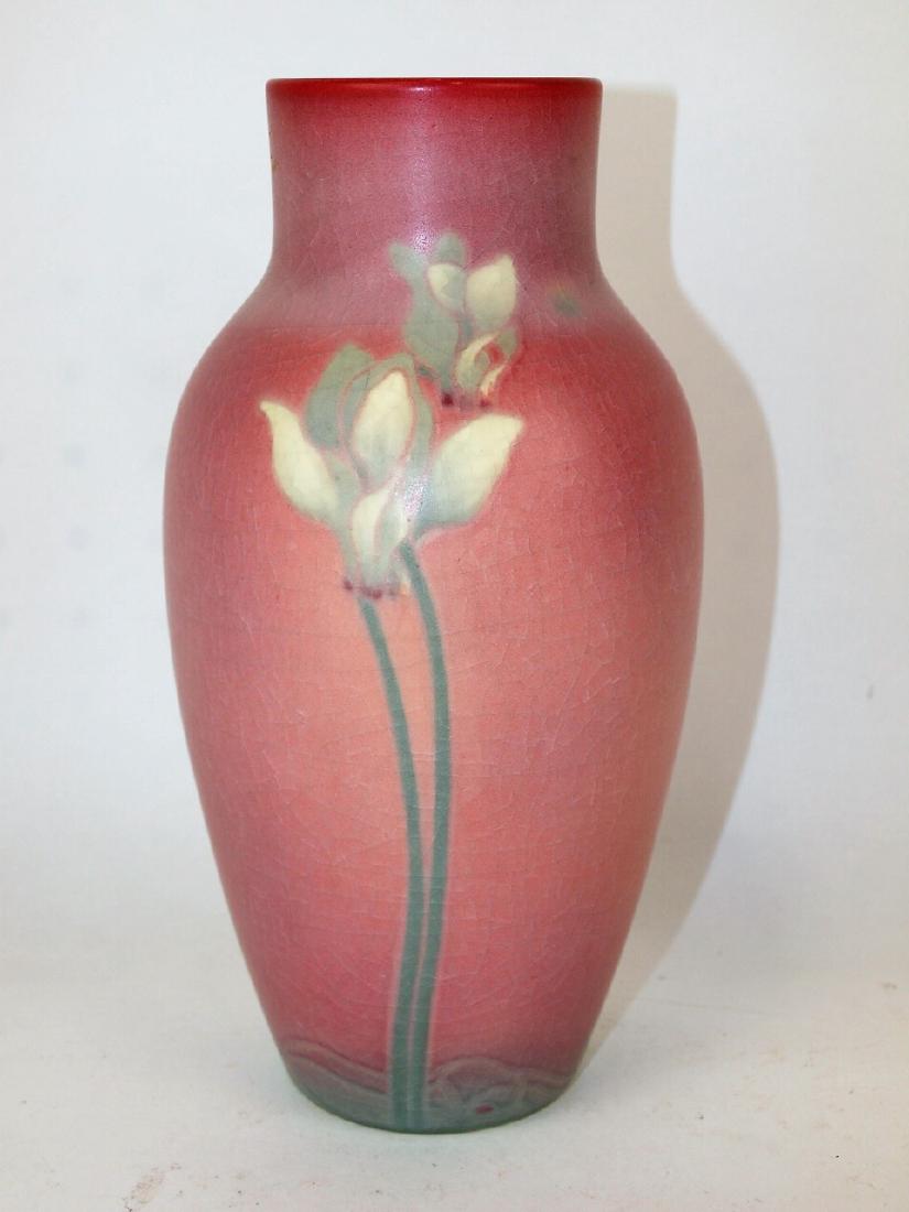 Rookwood art pottery vase with white flowers and stems (1 of 2)
