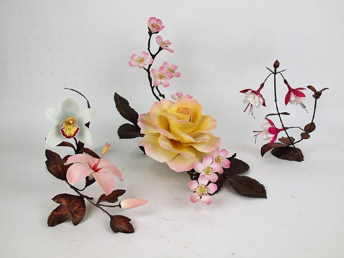 Boehm lot of 4 porcelain flower figures peace rose with (1 of 1)