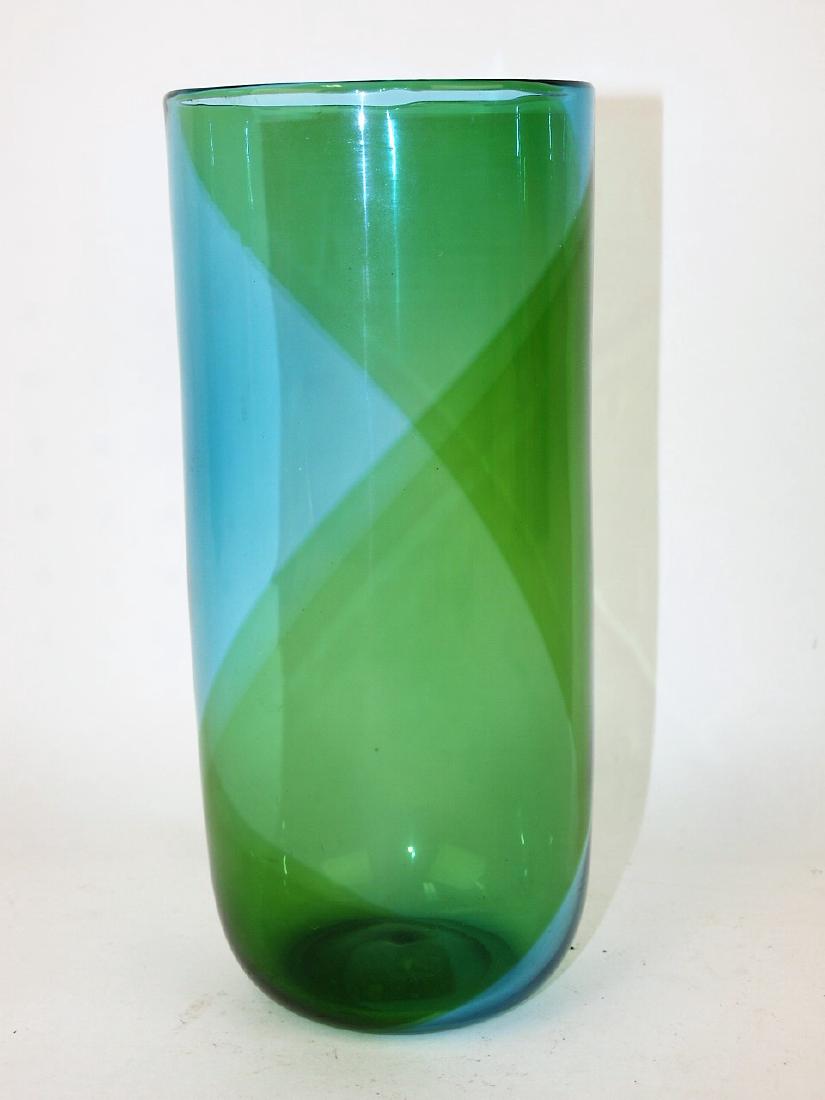 Venini art glass vase wtih large blue and green swirls, (1 of 2)