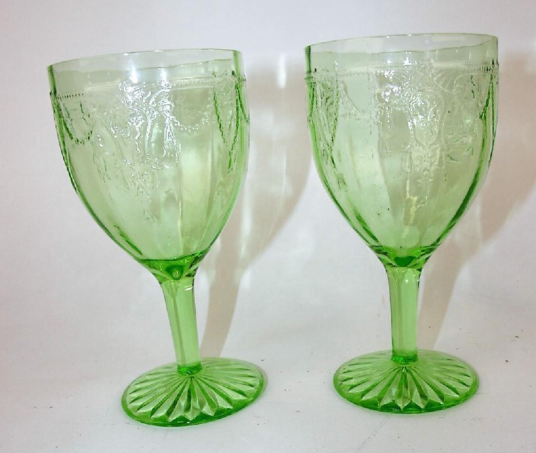 Two green depression glass cameo or ballerina water (1 of 1)