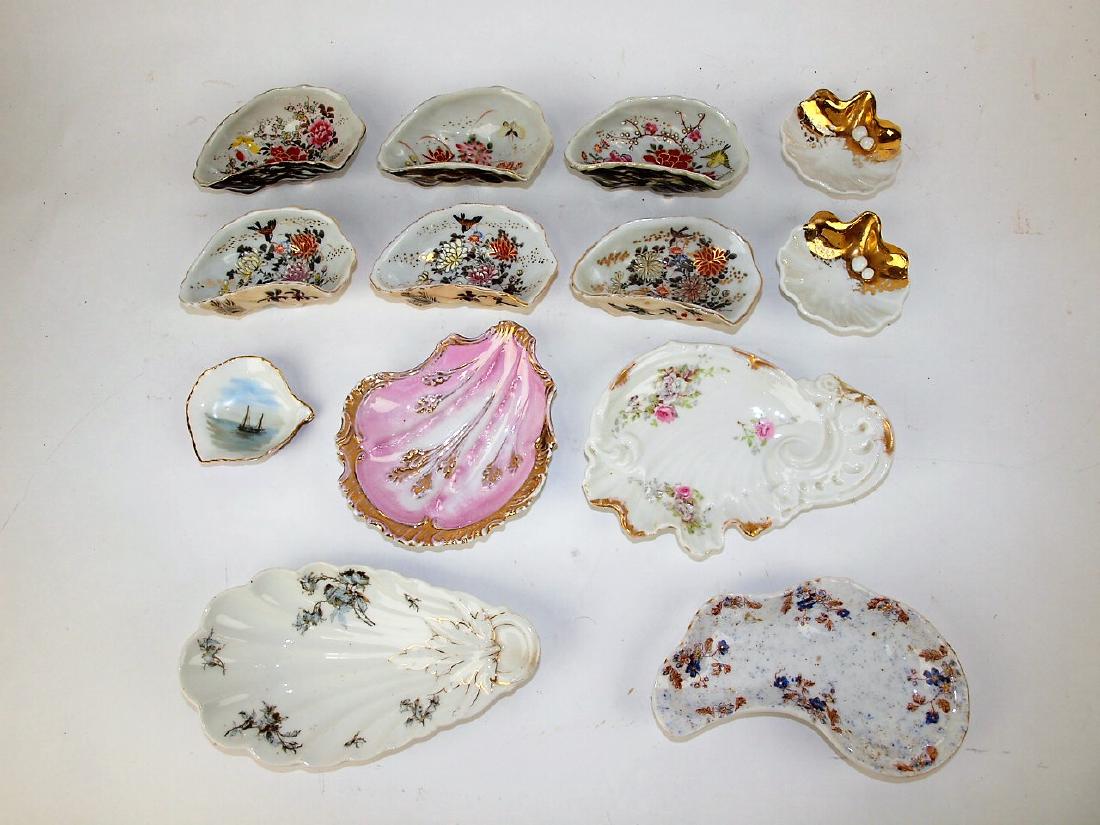 Porcelain lot of 13 oyster shooters & shell dishes (1 of 1)