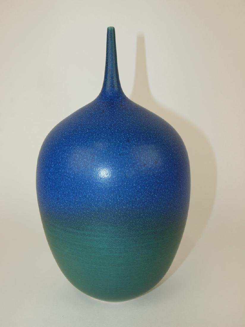 Cliff Lee large pottery vase, tear drop shape, blue (1 of 1)