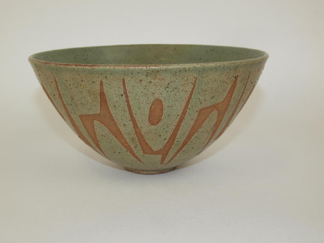 Clyde Burt art pottery bowl, 7"d (492) (1 of 3)