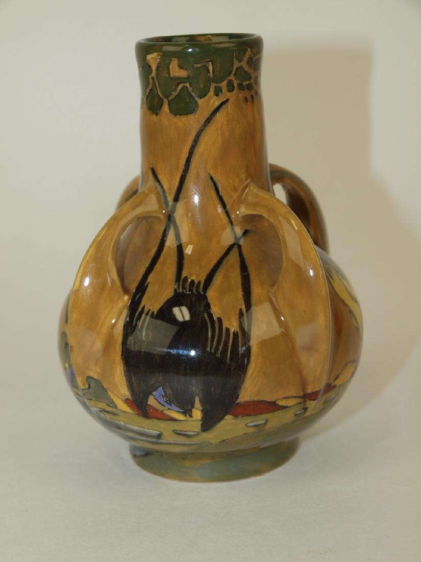 Rozenburg art pottery four handled vase with raven and (1 of 3)