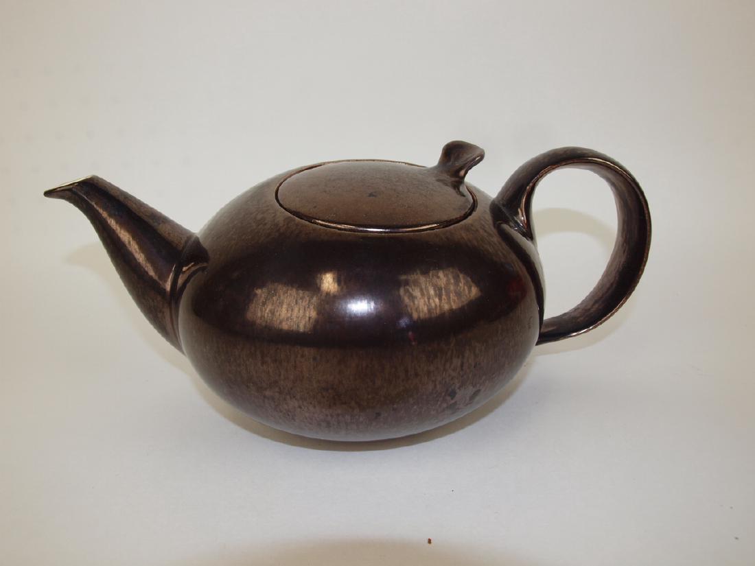 Mid century modern teapot, metallic glaze (1 of 1)