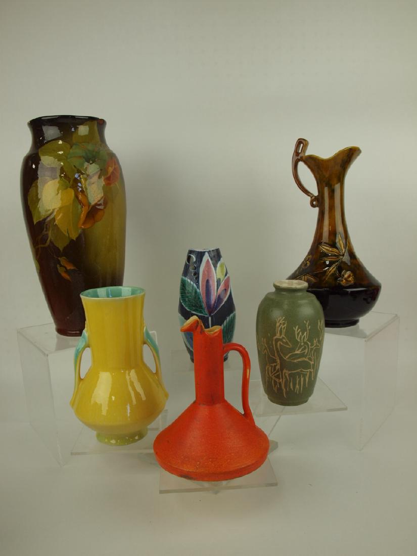 Art pottery lot of 6 pieces: Rozane (chip), Tilgman, (1 of 1)