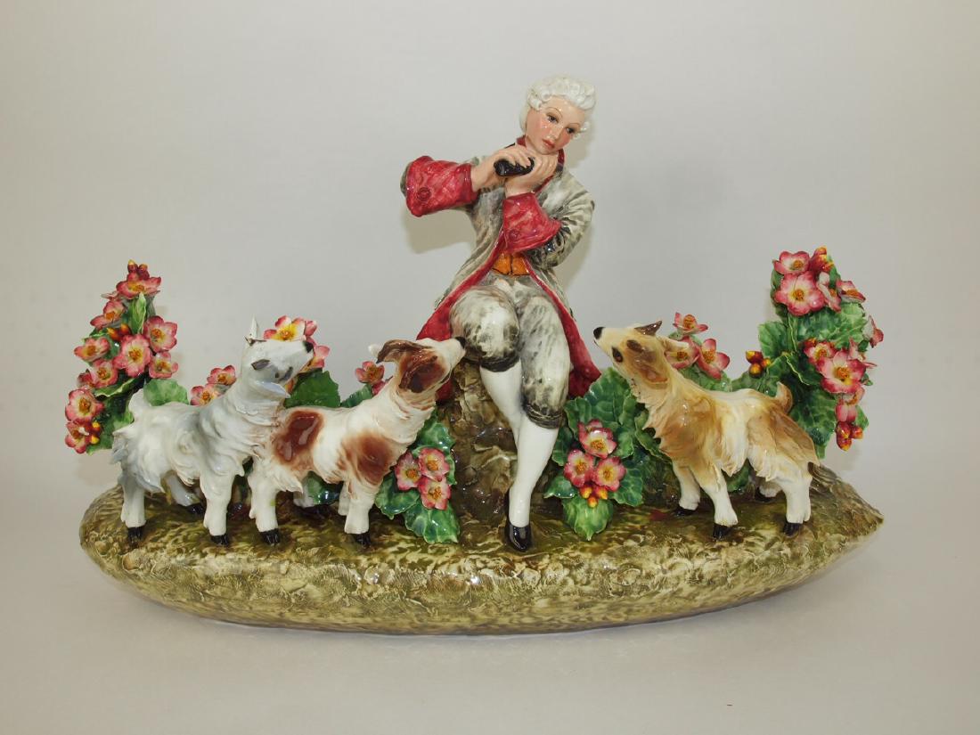 Large porcelain figural planter with man playing flute (1 of 1)