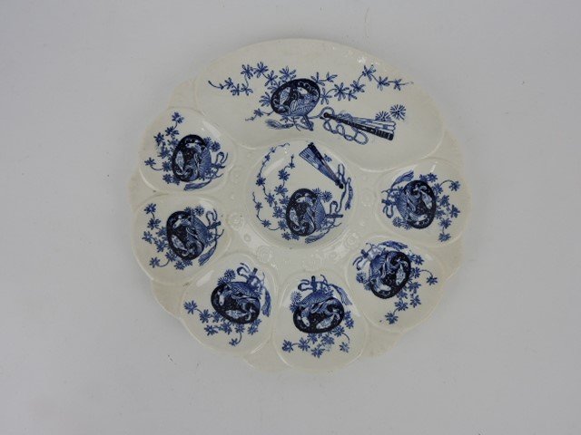 Minton blue & white 6 well oyster plate, each well (1 of 1)