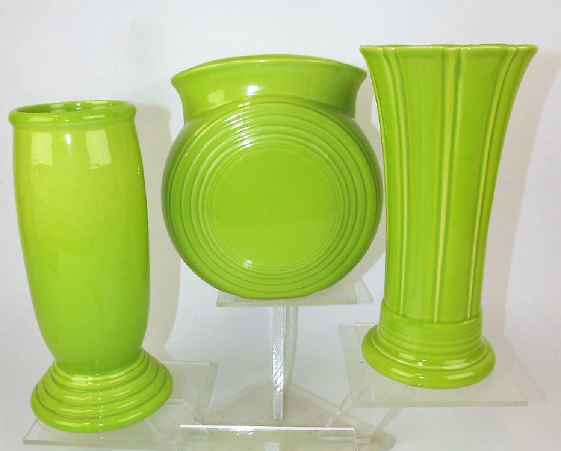 Fiesta Post 86 chartreuse lot of 3 vases (1 of 1)