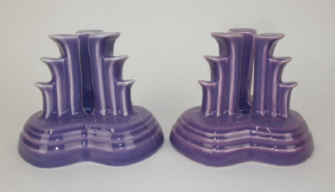 Fiesta Post 86 lilac pair pyramid candle holders (1 of 1)