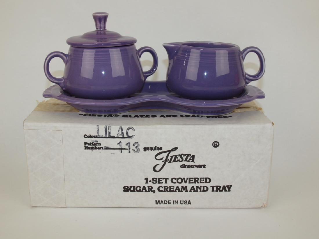 Fiesta Post 86 lilac cream/sugar/tray set NIB (1 of 1)