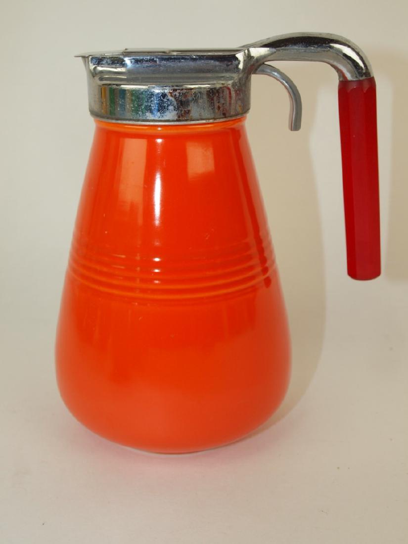 Fiesta Harlequin red syrup pitcher with chrome top and (1 of 1)