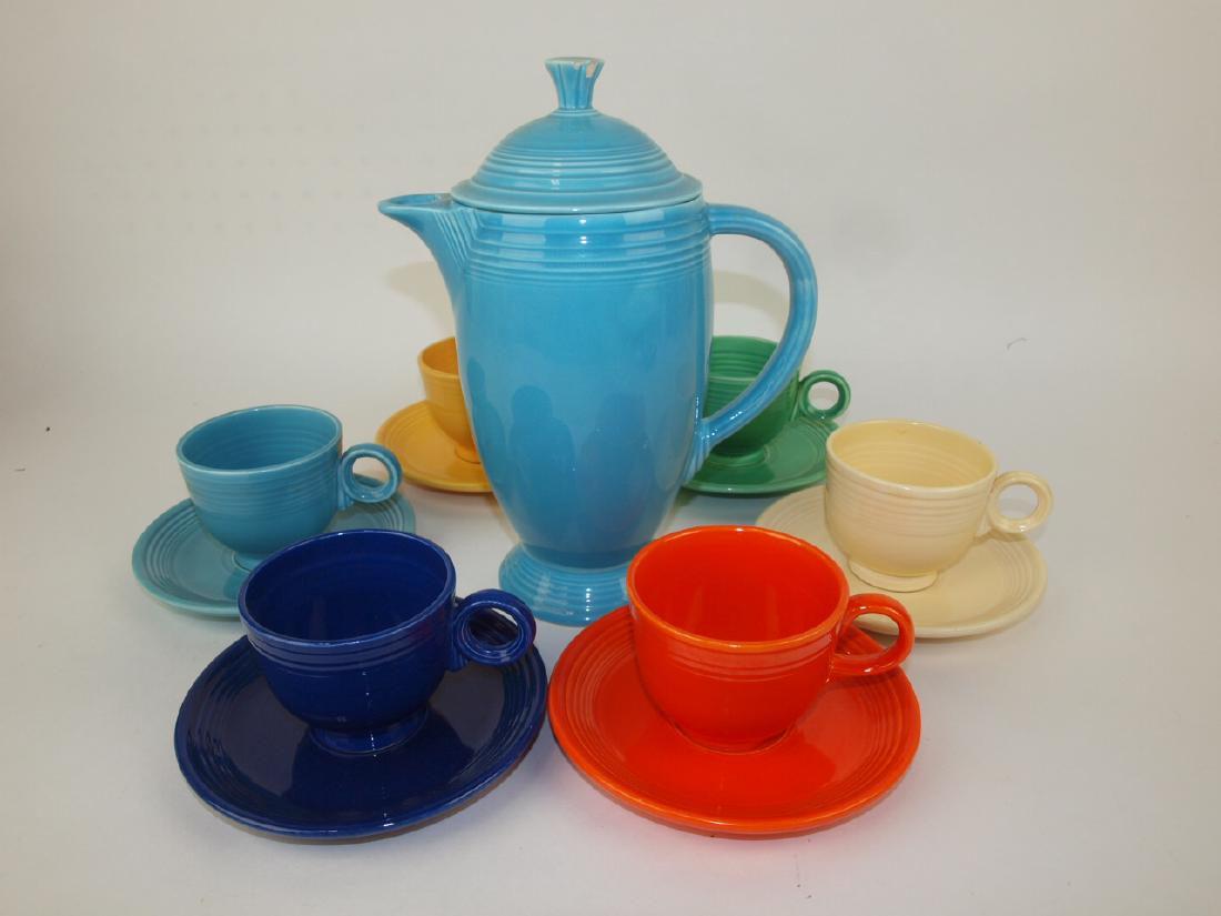 Fiesta coffee set with turquoise coffee pot (nick to (1 of 1)