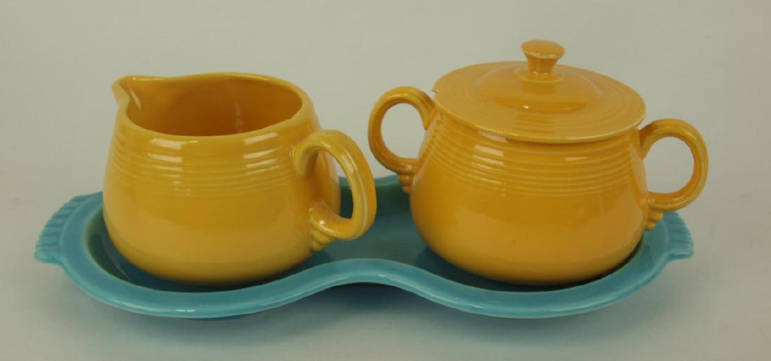 Fiesta turquoise figure 8 tray with yellow individual (1 of 1)