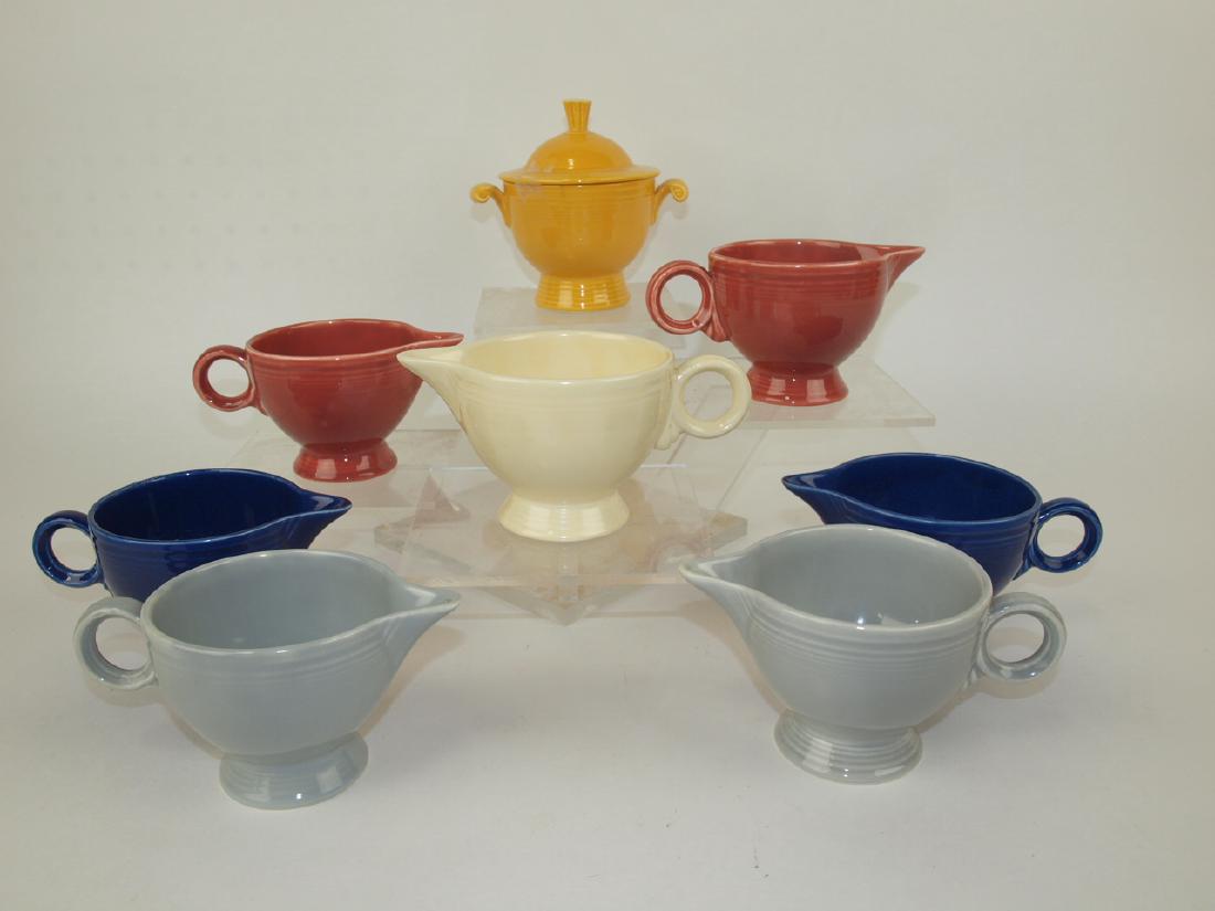 Fiesta cream & sugar group, 8 mixed: Fiesta cream & sugar group, 8 mixed