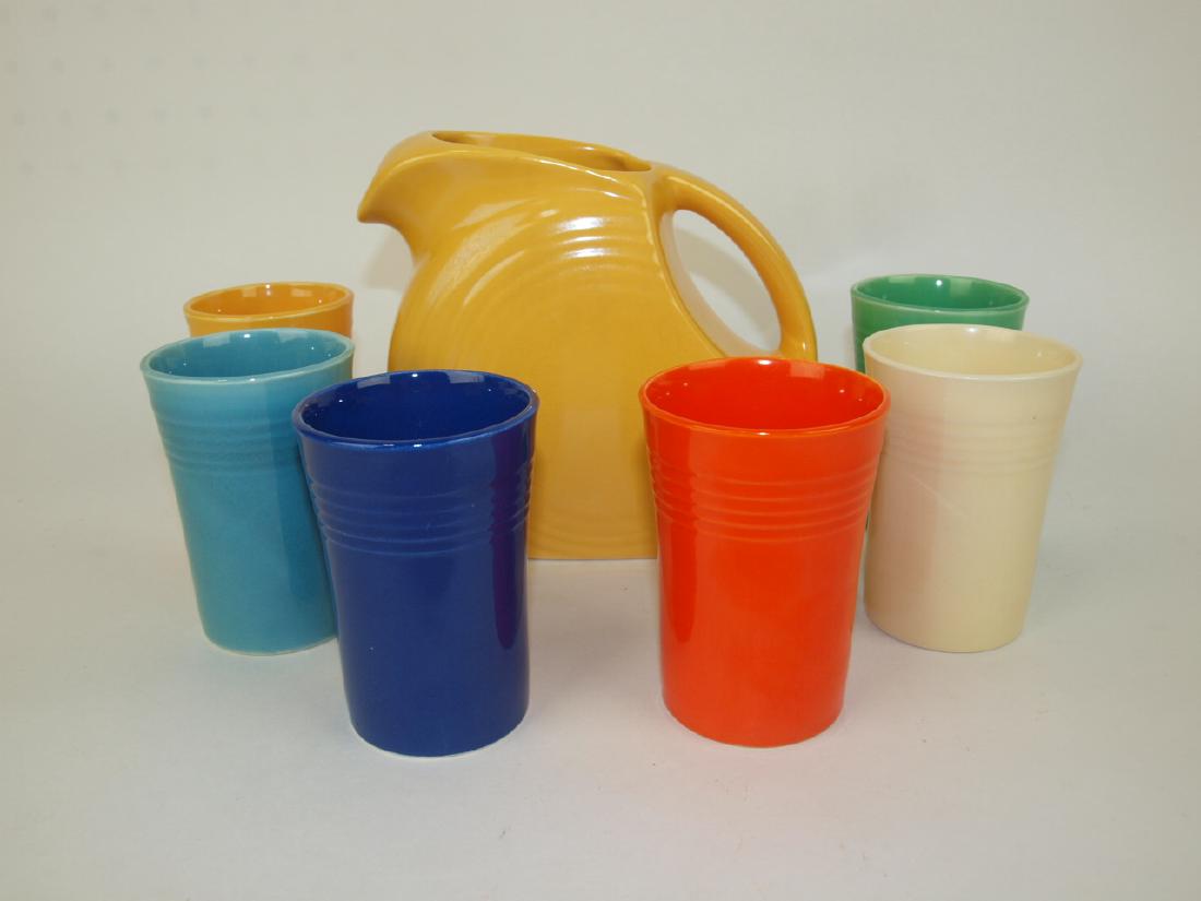 Fiesta juice set, yellow juice pitcher, and 6 original (1 of 1)