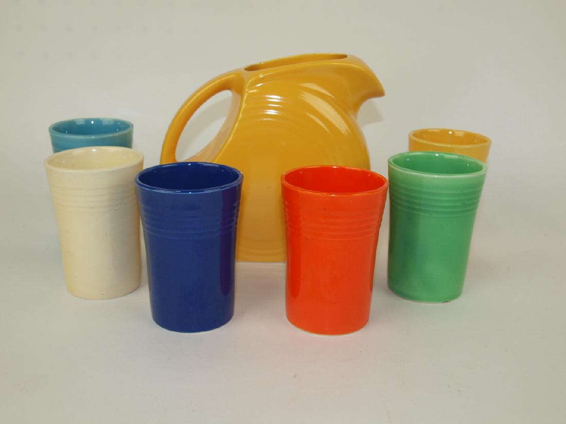 Fiesta juice set, yellow juice pitcher, and 6 original (1 of 1)