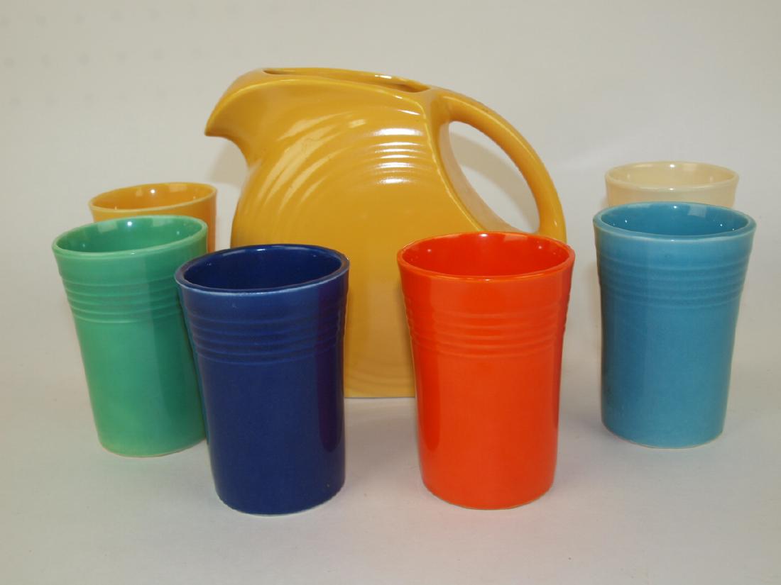 Fiesta juice set, yellow juice pitcher, and 6 original (1 of 1)