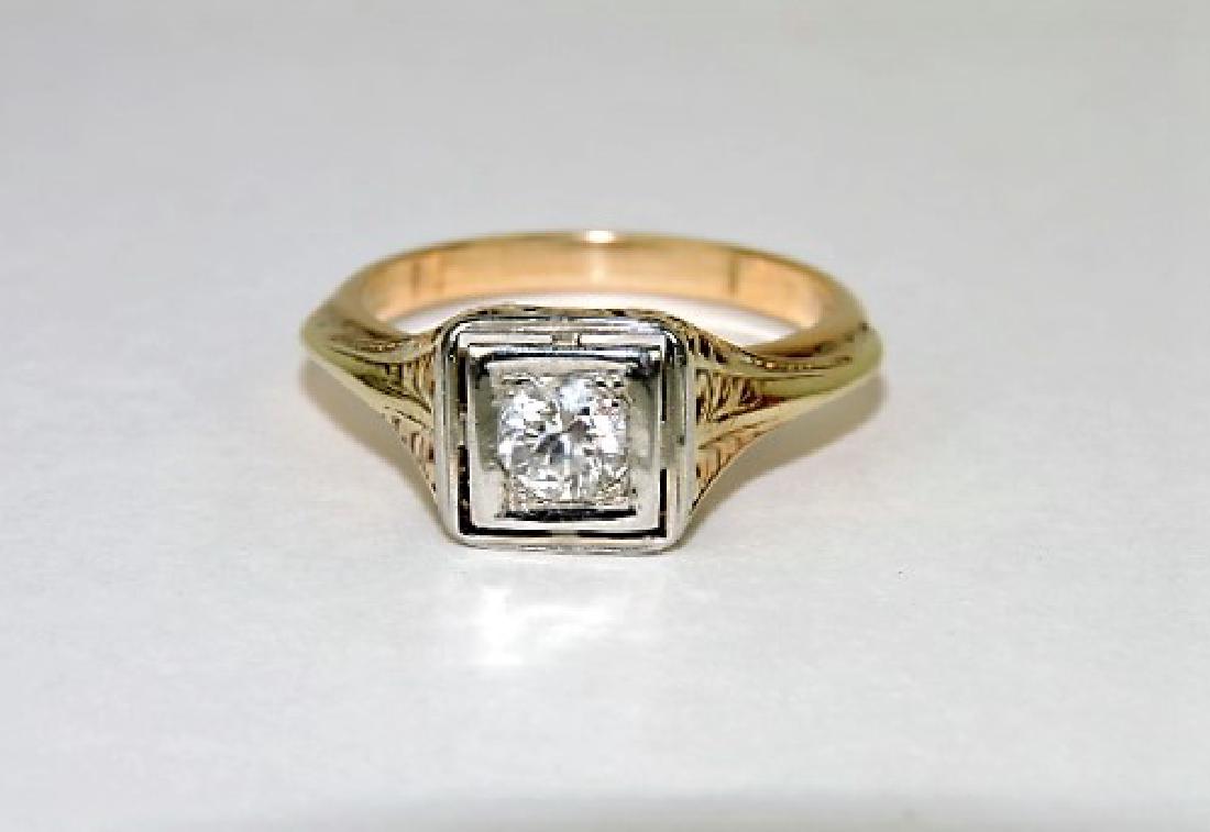 14k yg lady's diamond filigree ring with .33ct diamond, (1 of 2)