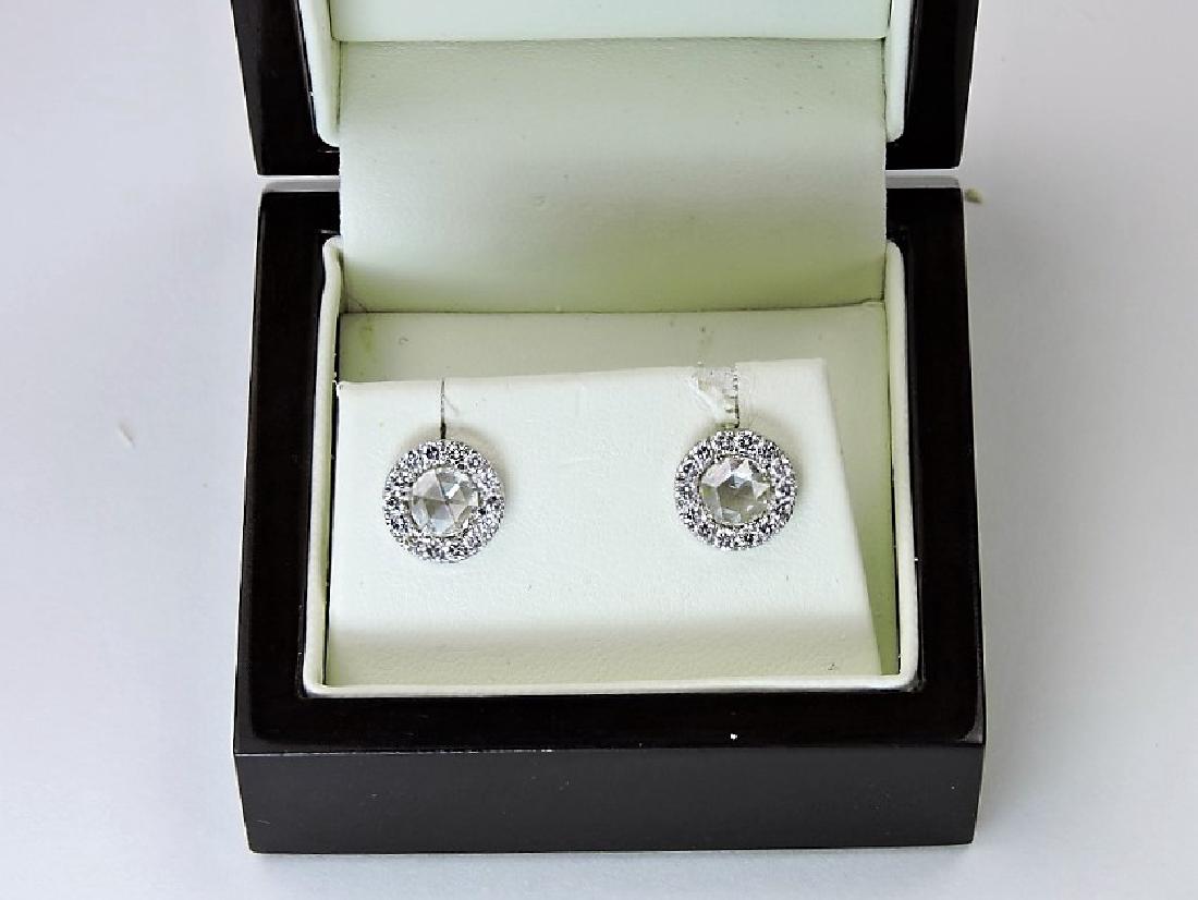 14k wg lady's pair of diamond halo earrings with 28 - (1 of 1)