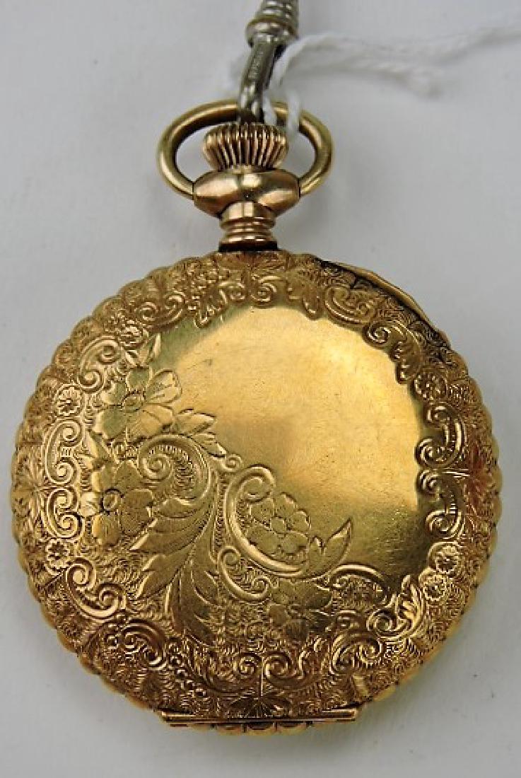 Elgin 14kt gold hunters case pocket watch, runs, (1 of 2)