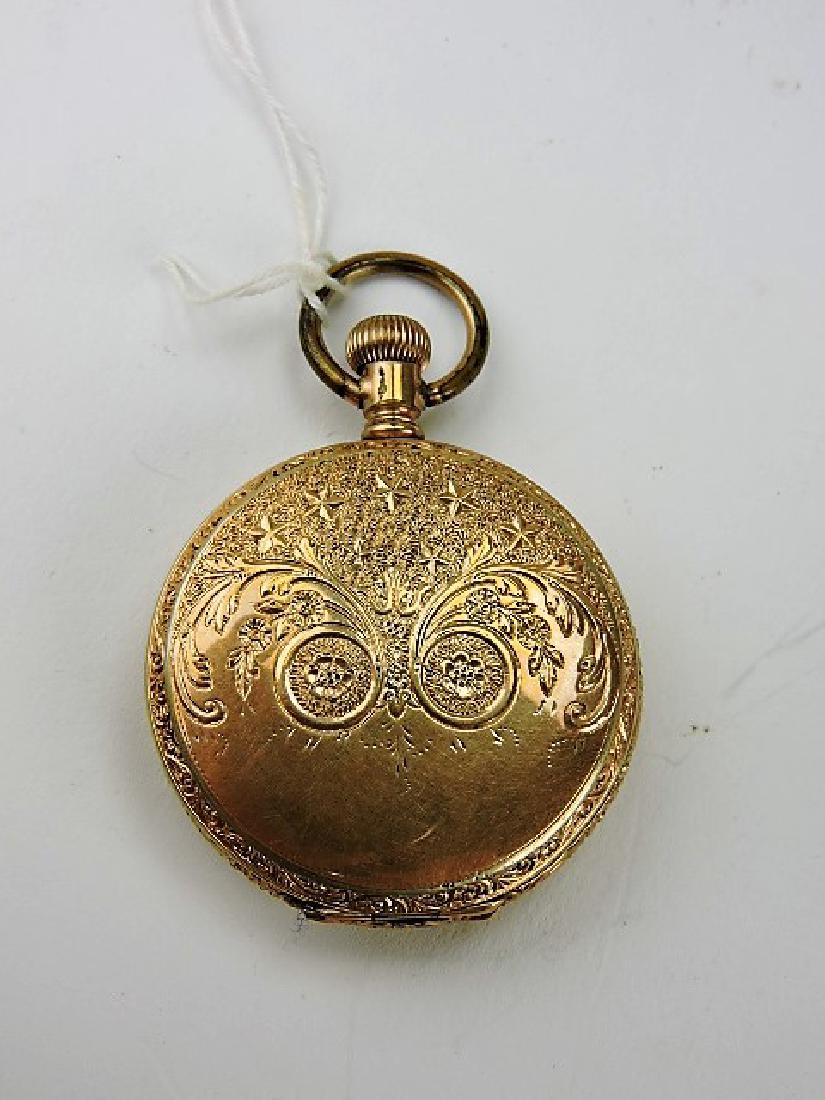 Waltham 14kt gold hunters case pocket watch with case (1 of 3)