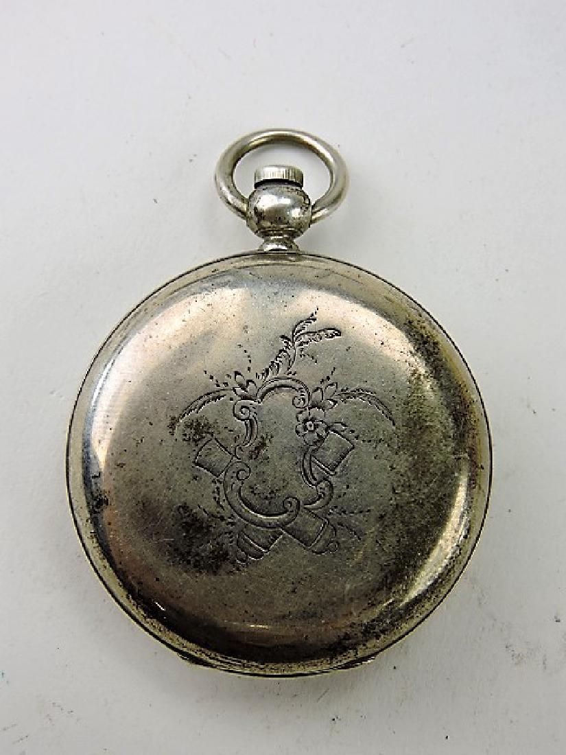 Waltham sterling silver hunters case pocket watch, key (1 of 3)