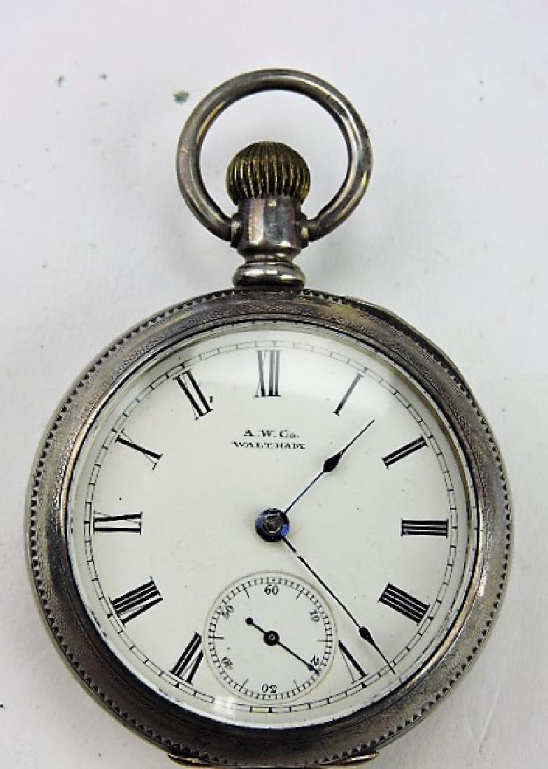 Waltham 18s 15j open face pocket watch with coin silver (1 of 2)