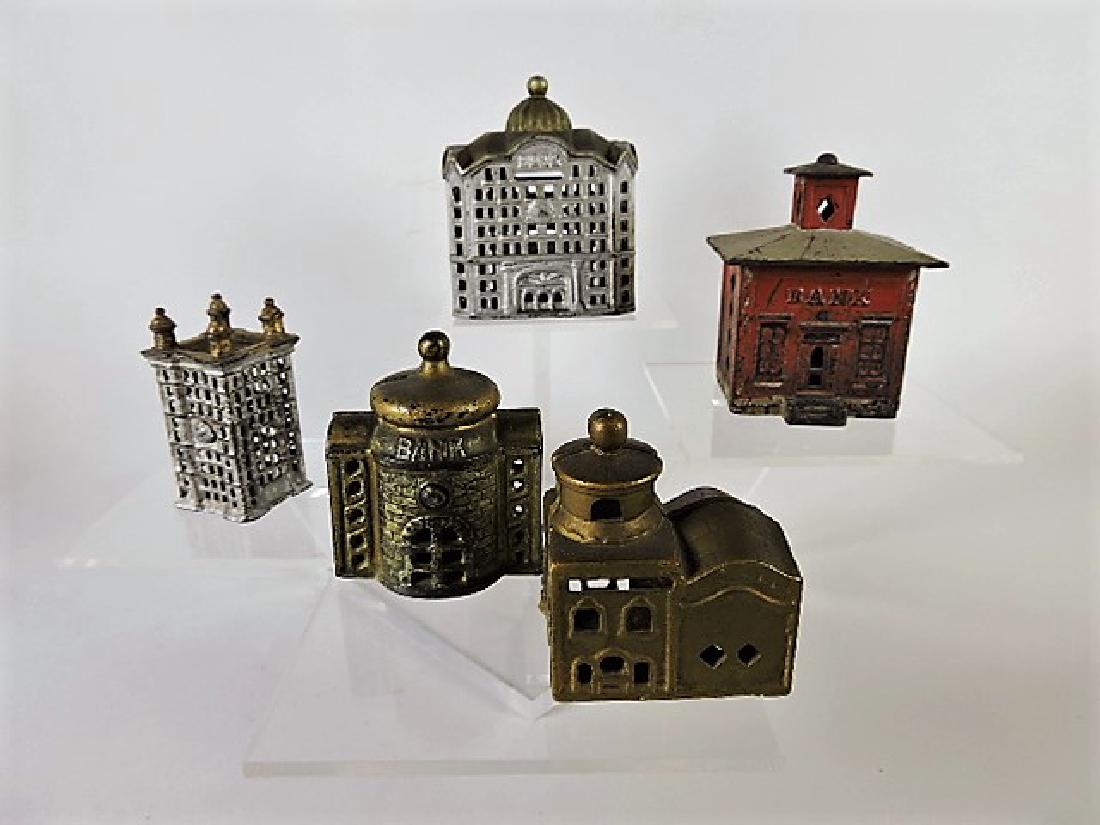 Cast iron lot of 5 building banks (1 of 1)