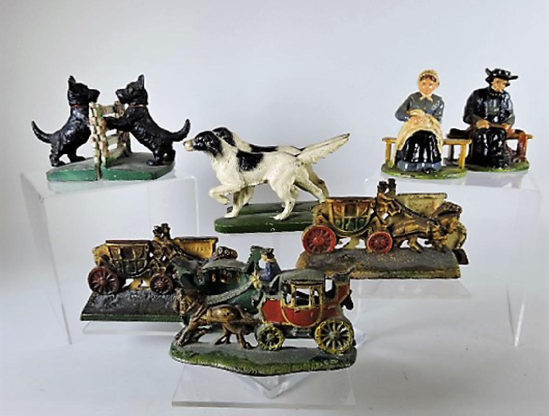 Cast iron lot of 6 pair of bookends - 2 - dogs, Amish (1 of 1)
