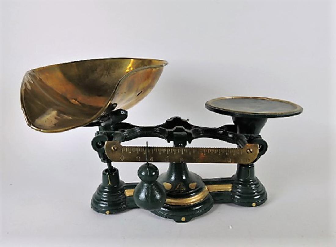Cast iron #4 balance scales with brass bowl (1 of 1)