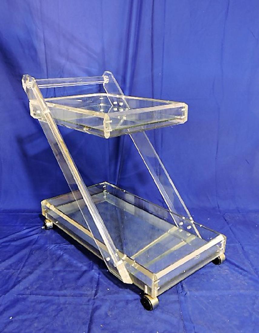 Mid Century Modern lucite and mirror serving cart 31"h, (1 of 2)