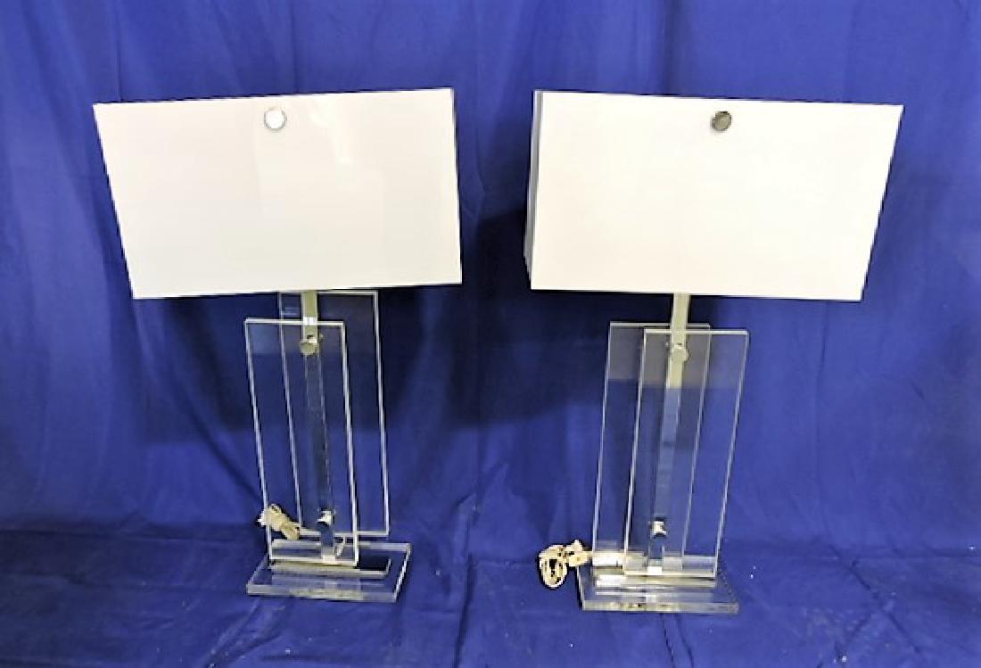 Mid Century Modern lucite pair of table lamps, Galaxy (1 of 1)