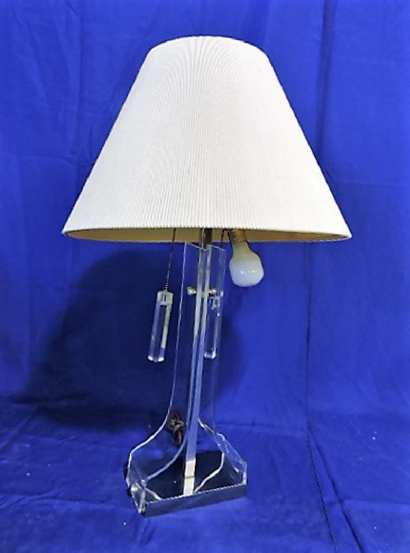 Mid Century Modern lucite and chrome table lamp 32", (1 of 1)