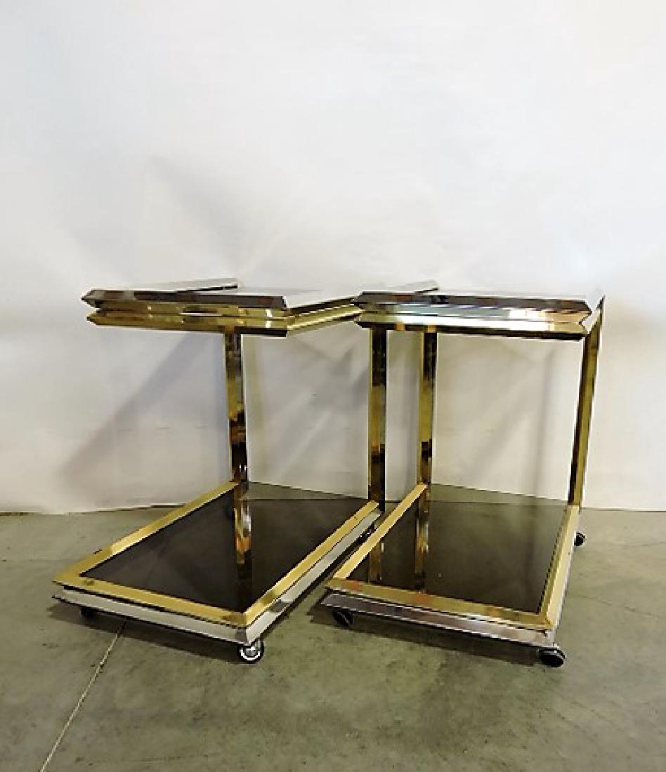 Mid Century Modern chrome, brass, and smoked glass end (1 of 3)