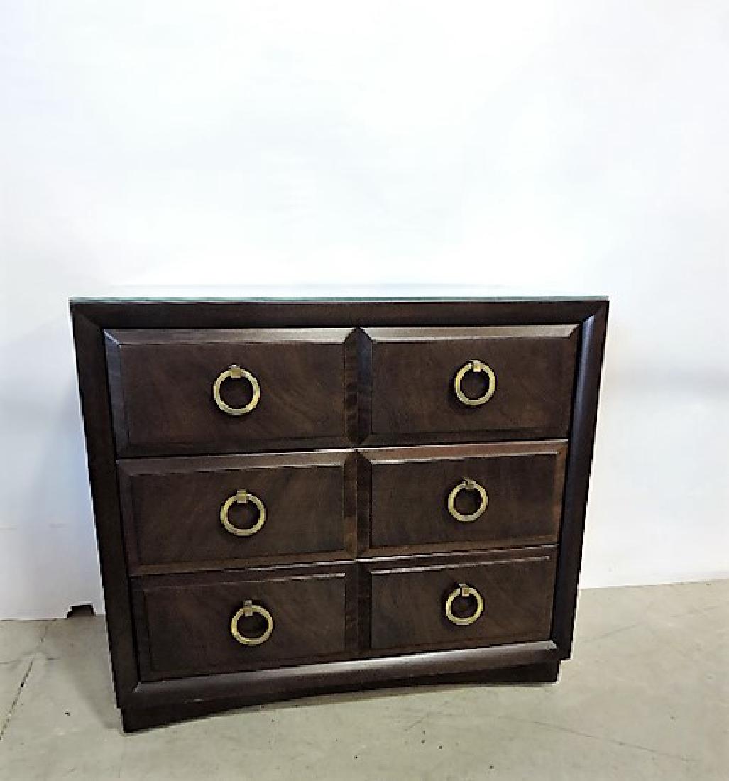 Mid Century Modern Widdicomb by Robsjohn-Gibbings 3: 3 drawer server with glass top, 33"h, 36"w