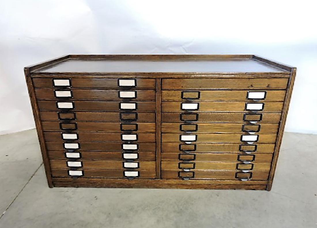 Oak 20 drawer file cabinet 41"w, 22"h, 17"d (1 of 1)