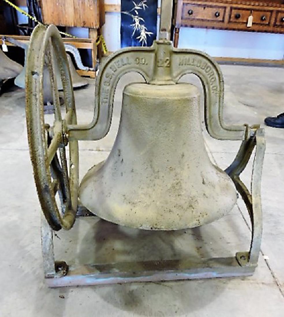 Large cast iron schoolhouse bell, 21"d, G.S. Bell Co. (1 of 2)