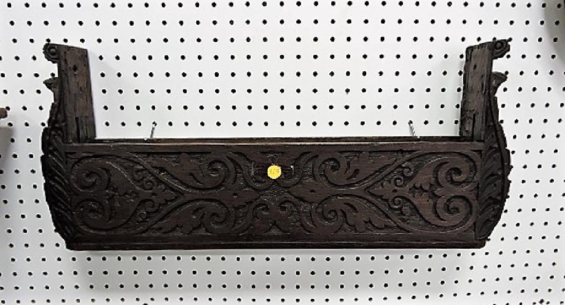 Continental wood carved wall hanging magazine rack 26"w (1 of 1)