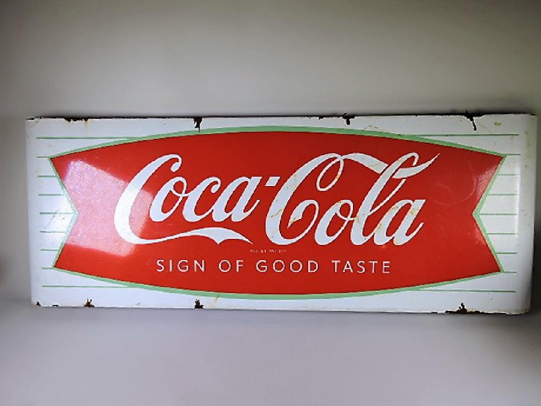 Coca Cola porcelain sign, some losses, 43 1/2" x 16" (1 of 1)